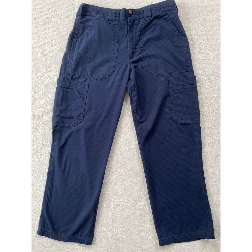 Carhartt Liberty Mens Cargo Scrub Pants Navy Blue Ripstop C54108 Small 29X28